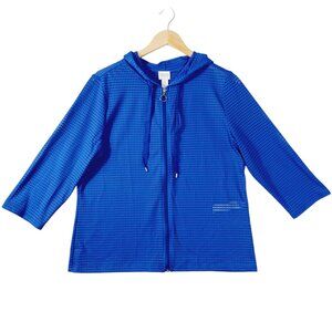 Chico's, Weekends by Chico's, S, cobalt Blue Mesh, Zip, Hooded 3/4 Sleeve Jacket
